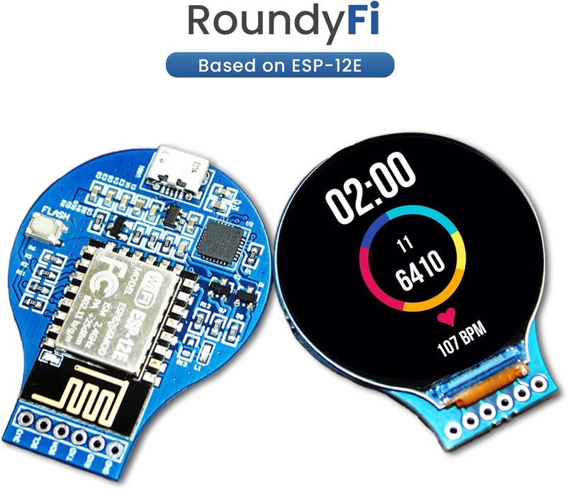 Sb Components RoundyFi - Compact 1.28” Round LCD Display Based on ESP-12E ESP8266 WiFi Transceiver Module 240×240 Resolution Display with GC9A01 Driver and SPI Interface - Image 2